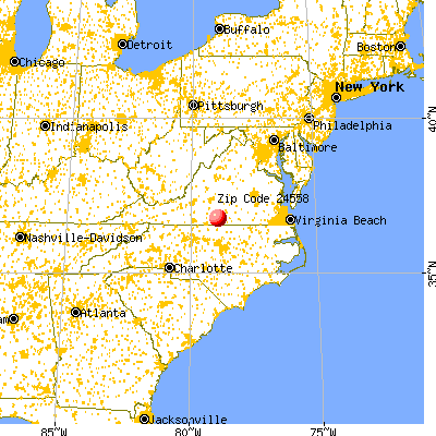 Mountain Road, VA (24558) map from a distance