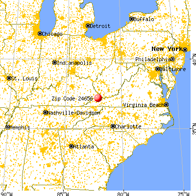 Vansant, VA (24656) map from a distance