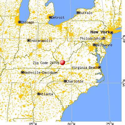 Bluefield, WV (24701) map from a distance