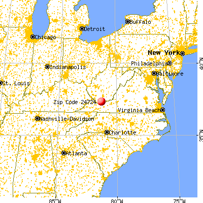 Bramwell, WV (24724) map from a distance