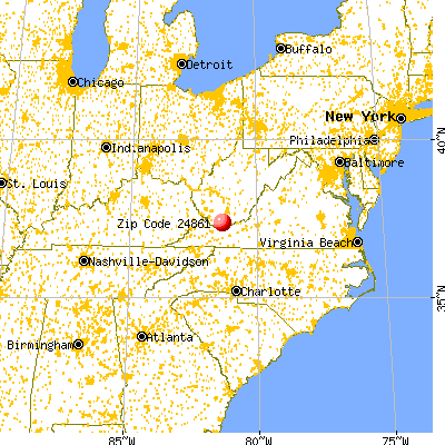 Maybeury, WV (24861) map from a distance