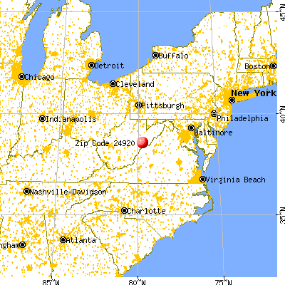 Bartow, WV (24920) map from a distance