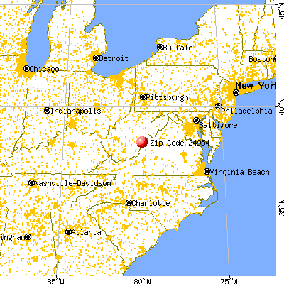 Marlinton, WV (24954) map from a distance