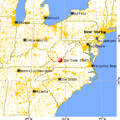 Peterstown, WV (24963) map from a distance