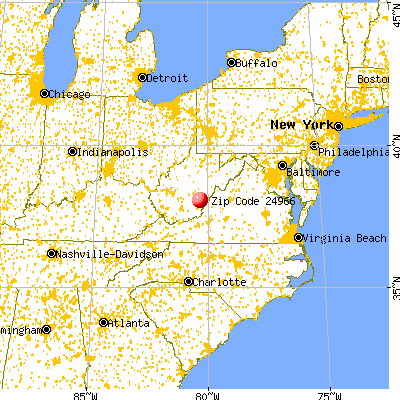 Falling Spring, WV (24966) map from a distance