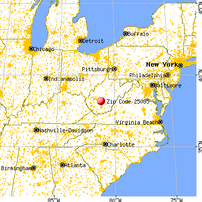 Gauley Bridge, WV (25085) map from a distance