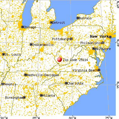 Greenview, WV (25114) map from a distance