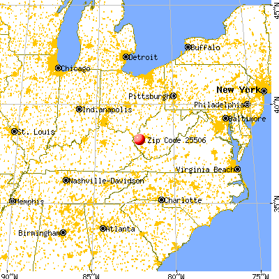 West Hamlin, WV (25506) map from a distance