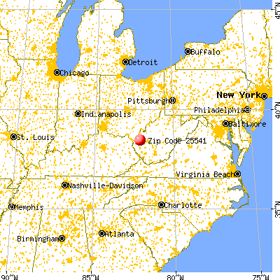 Milton, WV (25541) map from a distance