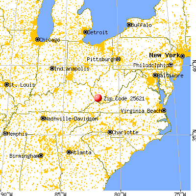 Gilbert, WV (25621) map from a distance