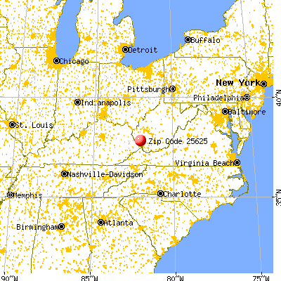 Holden, WV (25625) map from a distance