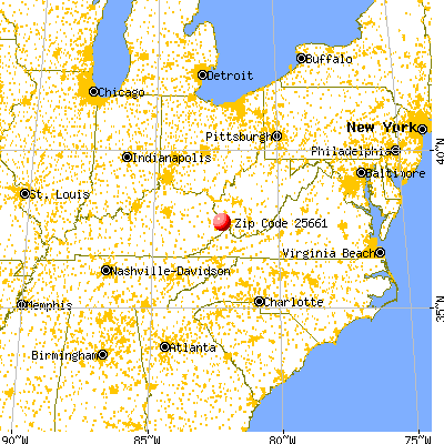 Williamson, WV (25661) map from a distance