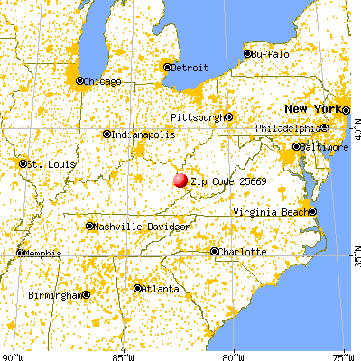 Crum, WV (25669) map from a distance