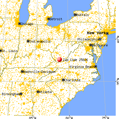 Corinne, WV (25826) map from a distance