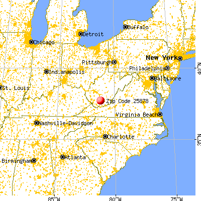 Sophia, WV (25878) map from a distance