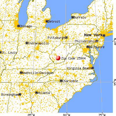 Pax, WV (25904) map from a distance