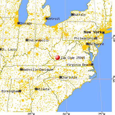 Rhodell, WV (25915) map from a distance