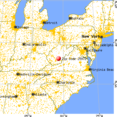 Quinwood, WV (25972) map from a distance