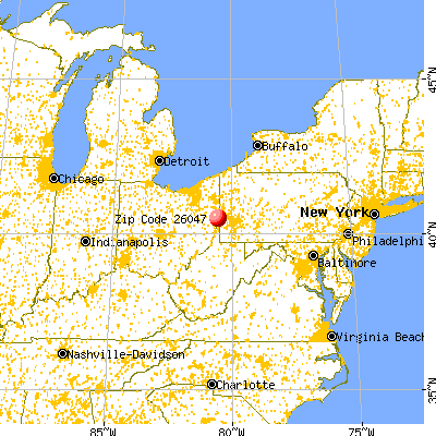 New Cumberland, WV (26047) map from a distance