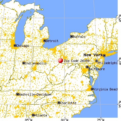 Triadelphia, WV (26059) map from a distance