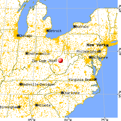 Grantsville, WV (26147) map from a distance