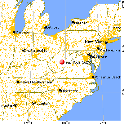 Cowen, WV (26206) map from a distance