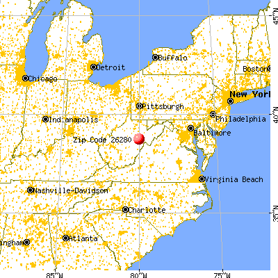 Mill Creek, WV (26280) map from a distance