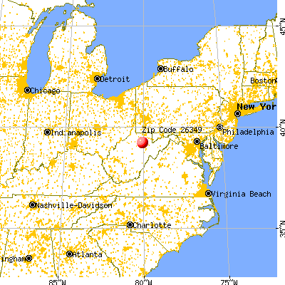 Galloway, WV (26349) map from a distance