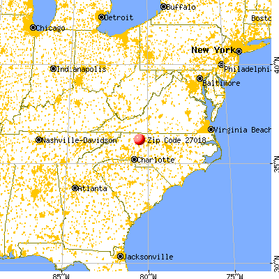 East Bend, NC (27018) map from a distance