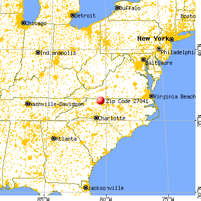 Pilot Mountain, NC (27041) map from a distance