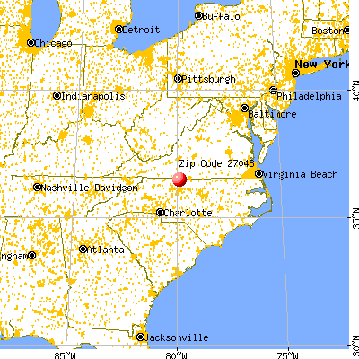 Stoneville, NC (27048) map from a distance