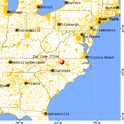 Elon, NC (27244) map from a distance