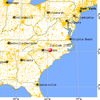 Foxfire, NC (27281) map from a distance