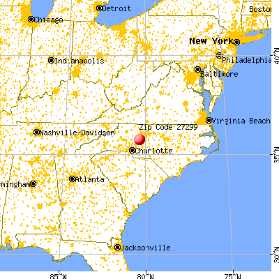 Tyro, NC (27299) map from a distance