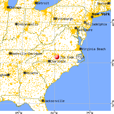 Ramseur, NC (27316) map from a distance