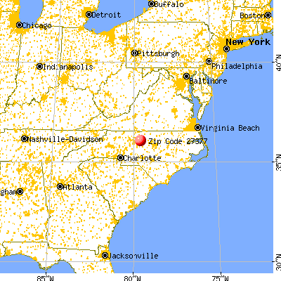 Whitsett, NC (27377) map from a distance