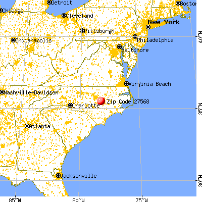 Pine Level, NC (27568) map from a distance