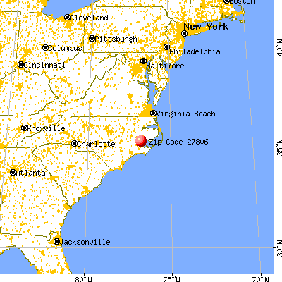 Aurora, NC (27806) map from a distance