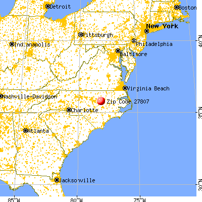 Bailey, NC (27807) map from a distance