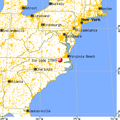 Rich Square, NC (27869) map from a distance