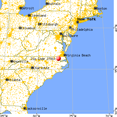 Ahoskie, NC (27910) map from a distance