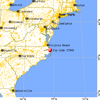 Kill Devil Hills, NC (27948) map from a distance