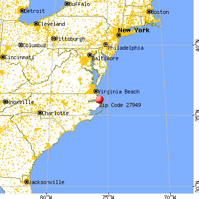 Kitty Hawk, NC (27949) map from a distance