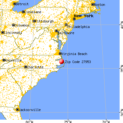 Manns Harbor, NC (27953) map from a distance