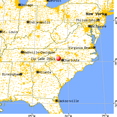 Cherryville, NC (28021) map from a distance