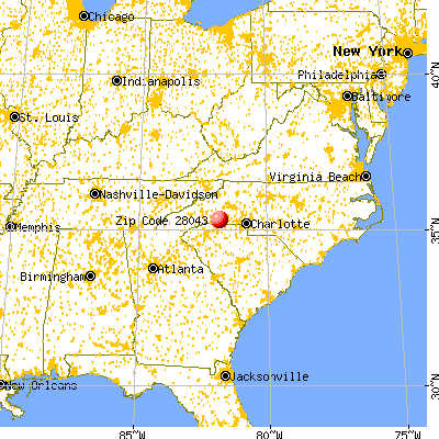 Forest City, NC (28043) map from a distance