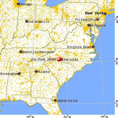 Gastonia, NC (28054) map from a distance