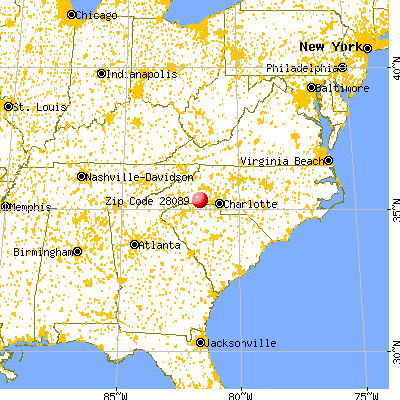 Lattimore, NC (28089) map from a distance