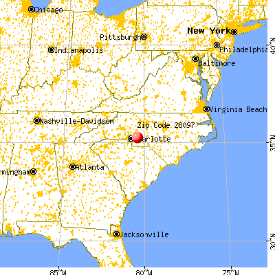 Locust, NC (28097) map from a distance