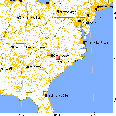 McFarlan, NC (28102) map from a distance